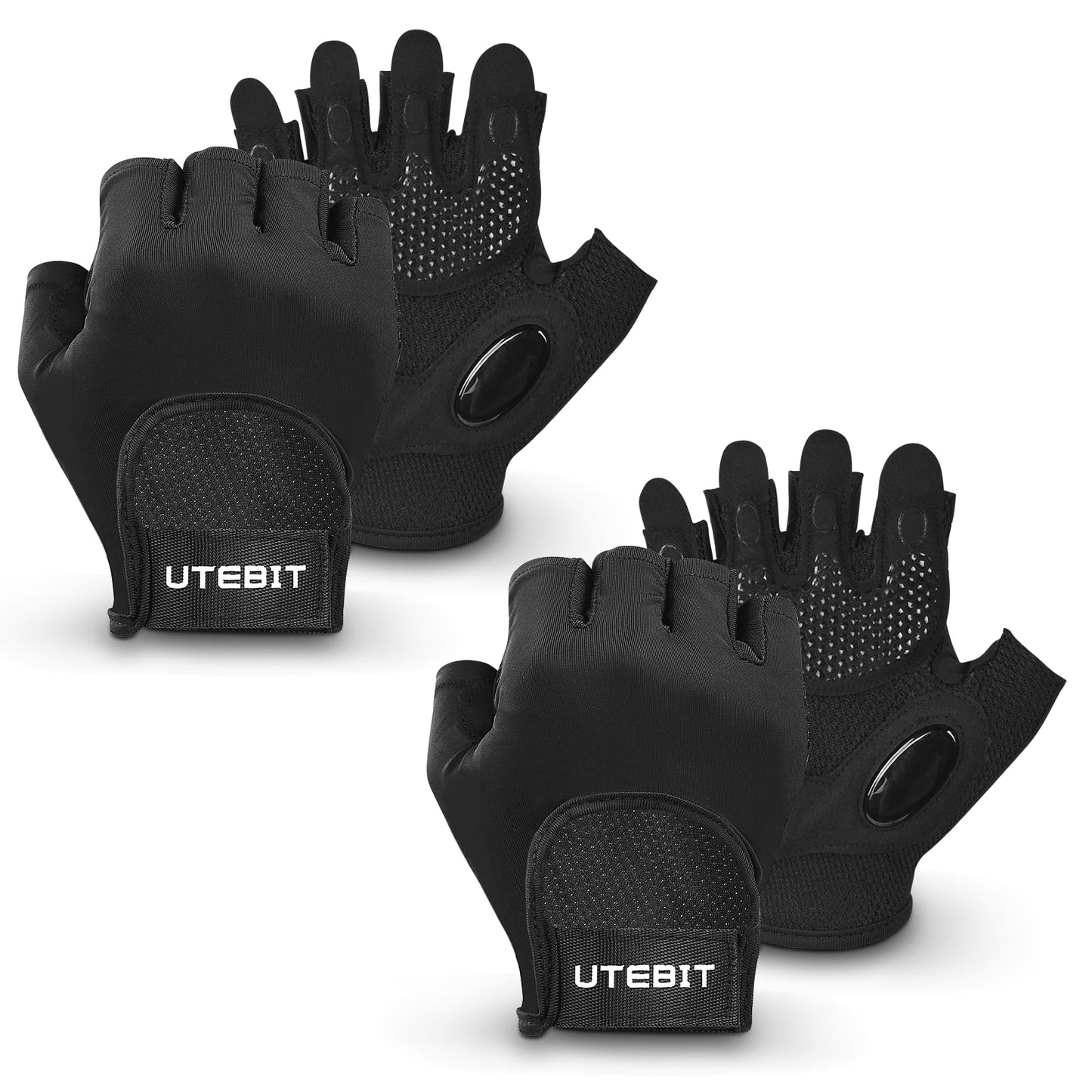 UTEBIT 2 Paar Fitness-Handschuhe, Trainingshandschuhe für Herren, atmungsaktive Halbfinger-Sporthandschuhe, Handflächenschutz Silikon rutschfeste Gym-Handschuhe für Kraftsport, Radfahren, Crossfit