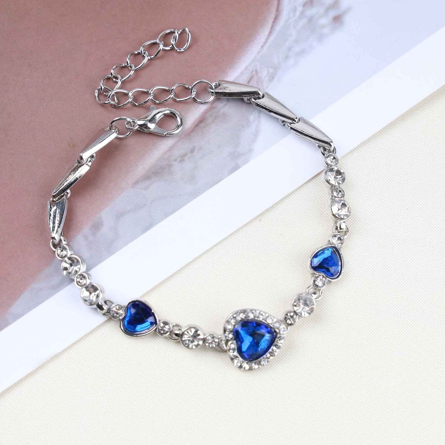 Inilbran Boho Saphir Kristall Armband Blau Saphir Strass Armband Vintage Cz Kristall Hand Kette Armband Bling Cz Saphir Armband Schmuck Für Frauen Und Mädchen