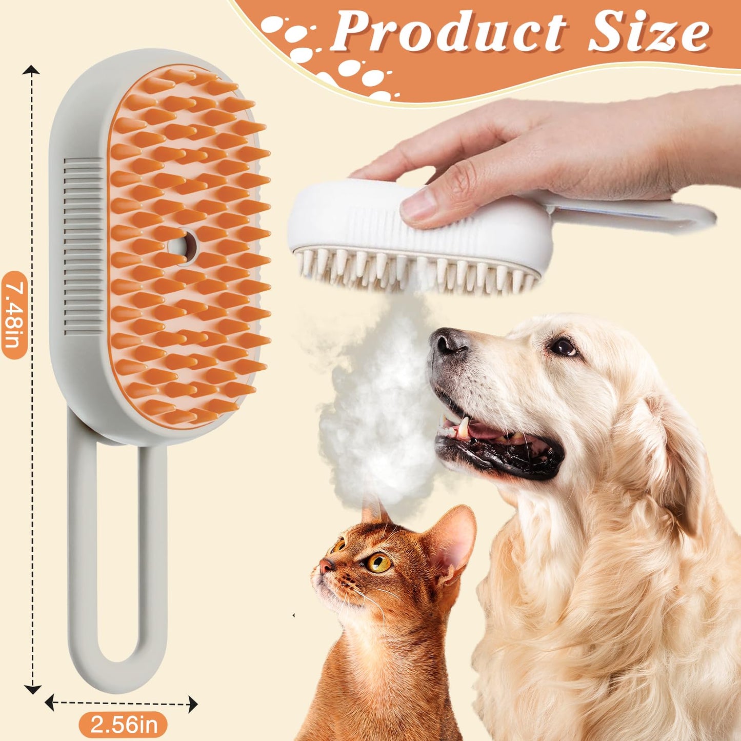 3-In-1 KatzenbüRste mit Dampf,Dampfbürste Katze Grün Steamy Brush Katze Dampfbürste für Katzen mit Spray Katzenbürste mit Wasser Katzen Dampfbürste Pflegebürste für Katzen und Hunde zur Haarentfernung