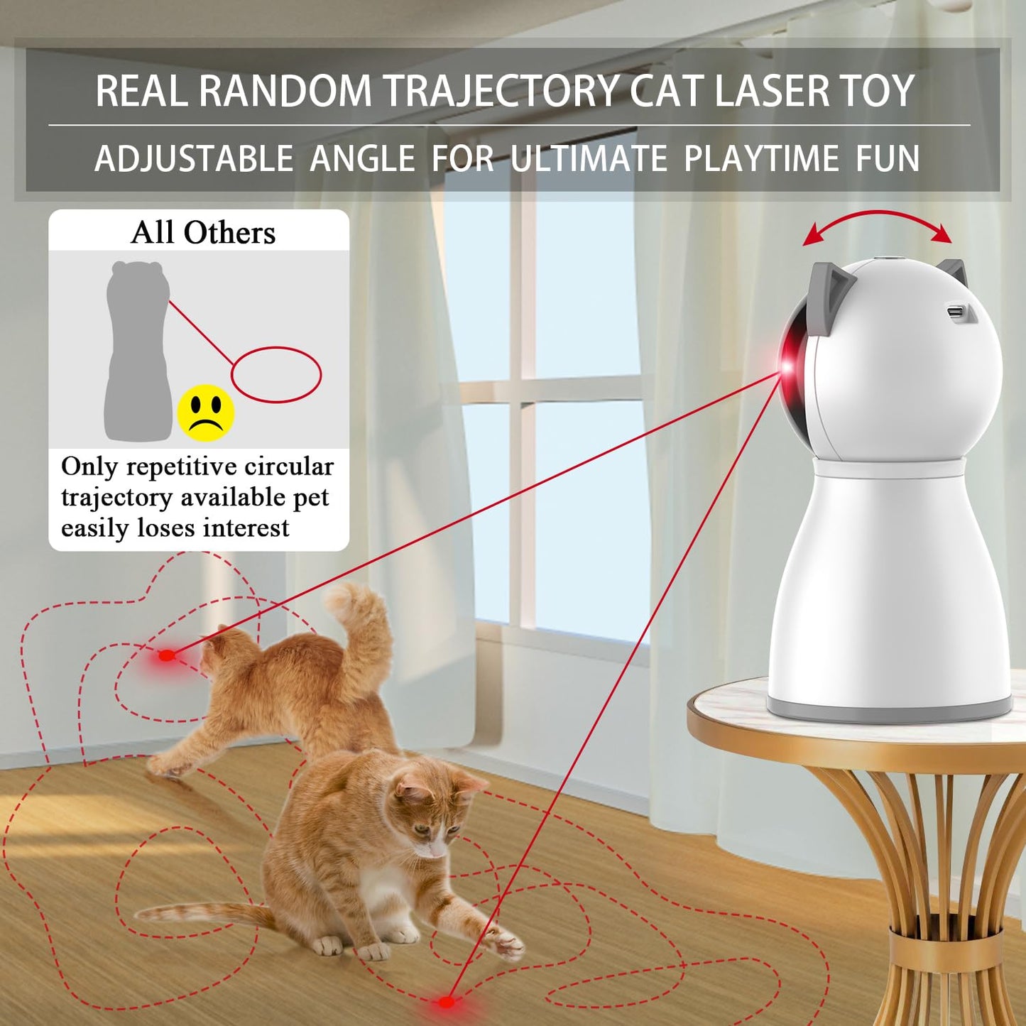 Petiepaw Katzenspielzeug, Mit Echter Zufälliger Trajektorie, Bewegungsaktiviertes Automatisches Katzen-Laserspielzeug, Interaktives Katzenspielzeug für Katzen/Kätzchen/Hunde