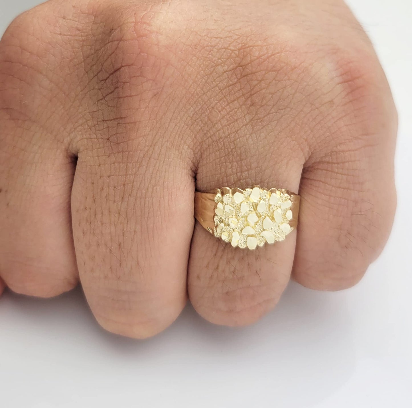 10k Gold Solid Nugget Ring Men's Gold Ring