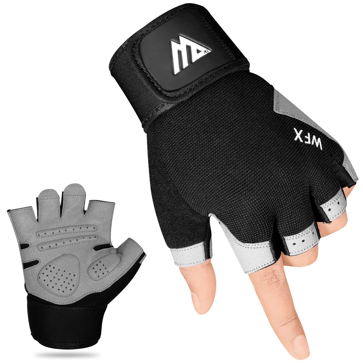 WESTWOOD FOX Fitness-Handschuhe, Fitness-Training, rutschfest, stoßdämpfend, gepolsterter Griff, atmungsaktiv, fingerlos, Workout-Unterstützung für Männer und Frauen