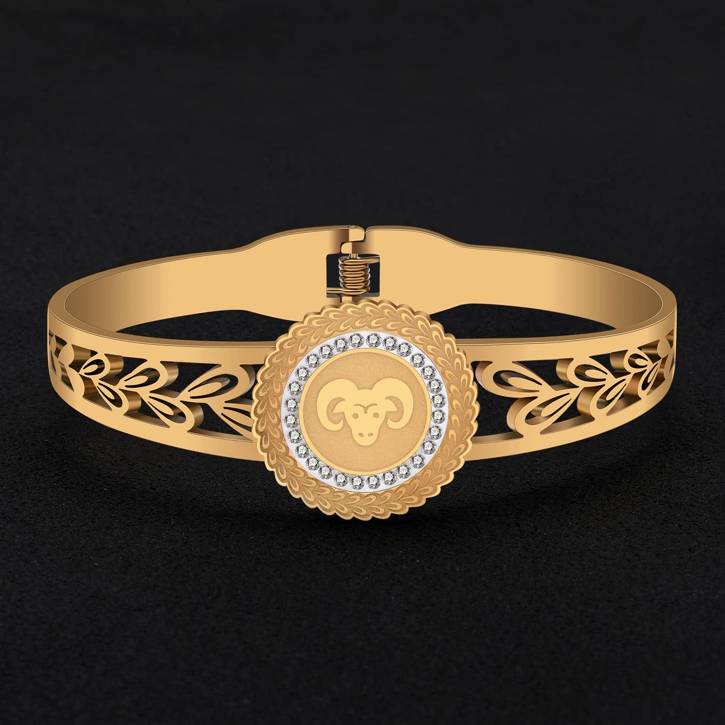 WEVENI Edelstahl Sternzeichen Armband 18K Echtgold Astrologie Armbänder für Damen Teenager Mädchen Charme Horoskop Geschenke (Widder Gold)