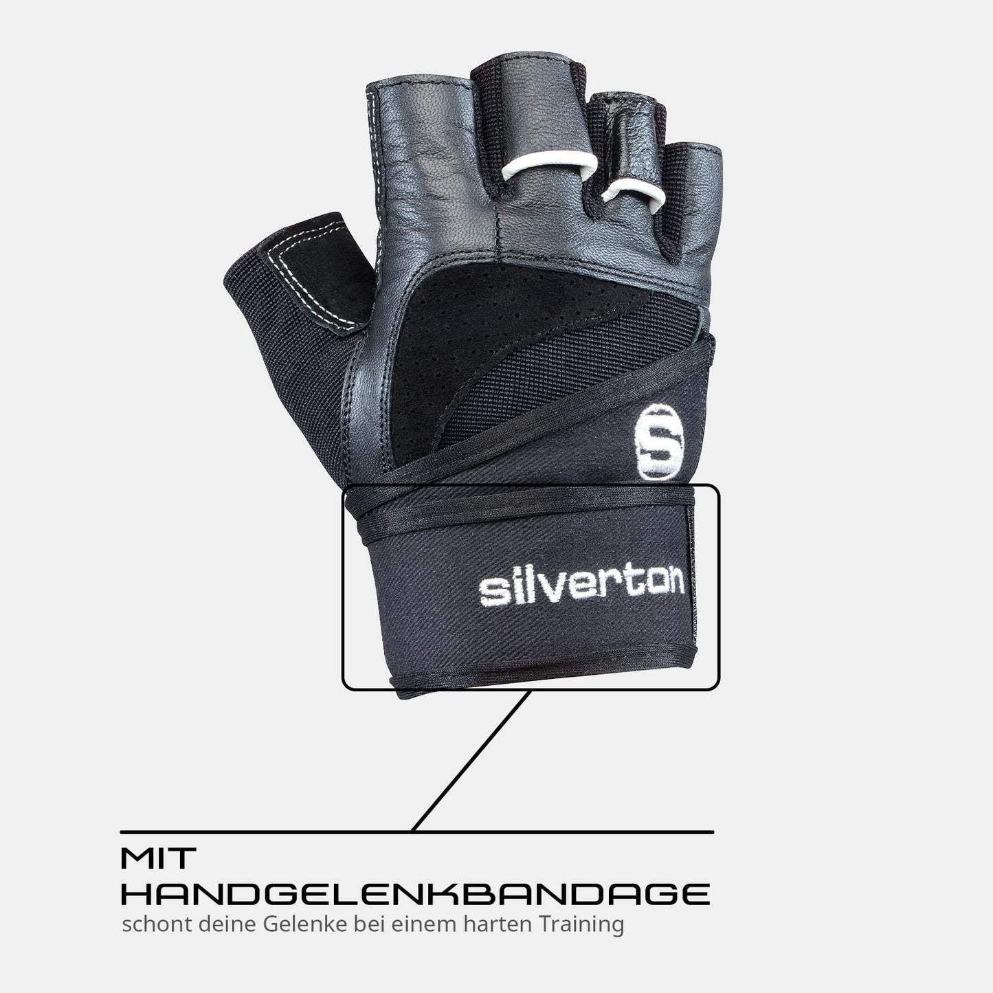 silverton Power Fitness Handschuhe mit Handgelenkumwicklung | Verstellbarer Druck für optimale Stabilität | für Herren & Damen | Gym Handschuhe, Gewichtheber Handschuhe