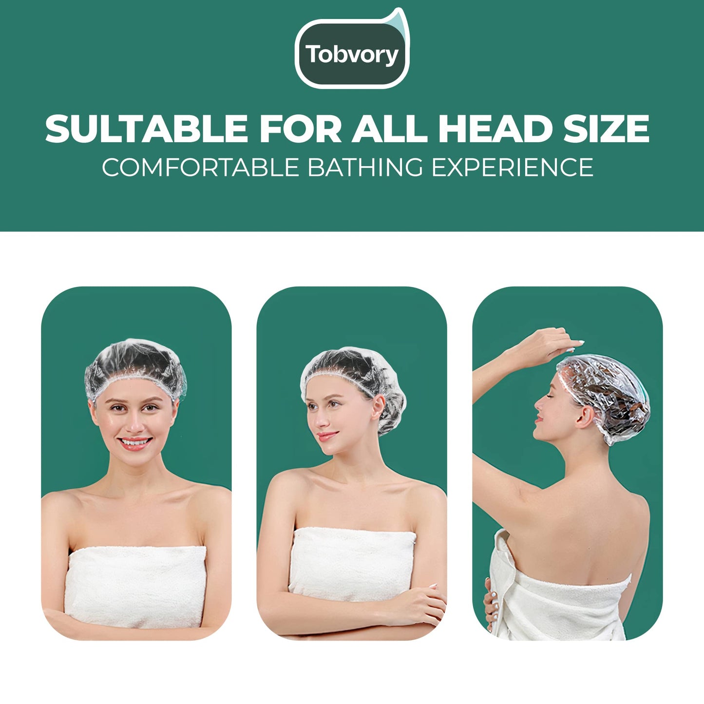 Disposable Shower Caps - 100PCS Shower Cap Tobvory Waterproof Plastic Shower Cap For Women Men For Hair - Extra Elastic Large Shower Caps For Bath, Hair Treatment, Conditioning In Home Hotel Travel