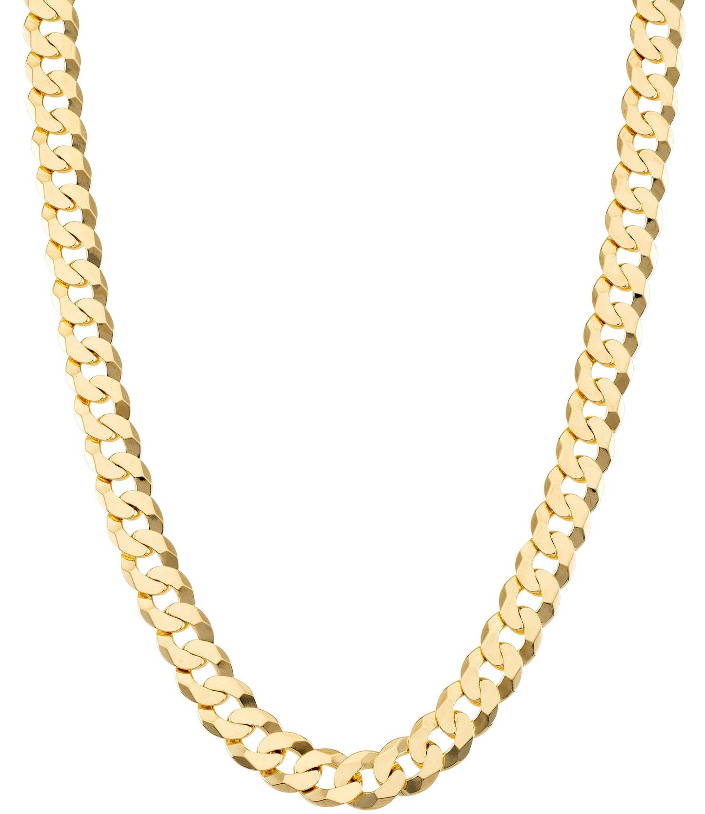 Miabella Solid 18K Gold Over Sterling Silver Italian 7mm Diamond-Cut Cuban Link Curb Chain Necklace for Men Women (Length 26 Inches)