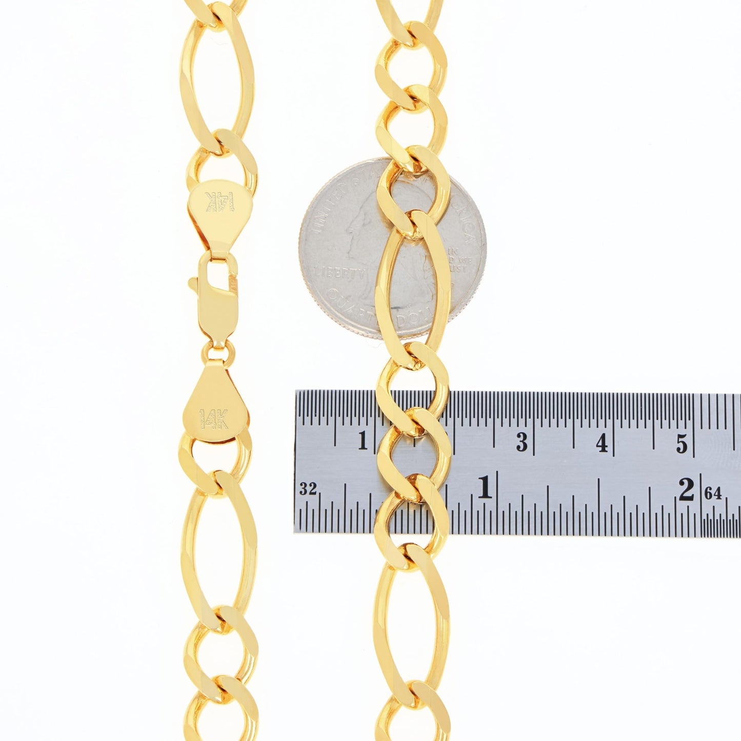 Nuragold 14k Yellow Gold 9.5mm Thick Solid Figaro Chain Link Bracelet, Mens Jewelry 7" 7.5" 8" 8.5" 9"