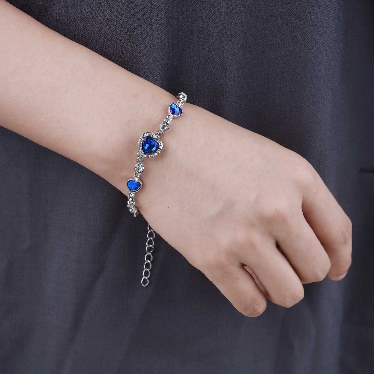 Inilbran Boho Saphir Kristall Armband Blau Saphir Strass Armband Vintage Cz Kristall Hand Kette Armband Bling Cz Saphir Armband Schmuck Für Frauen Und Mädchen