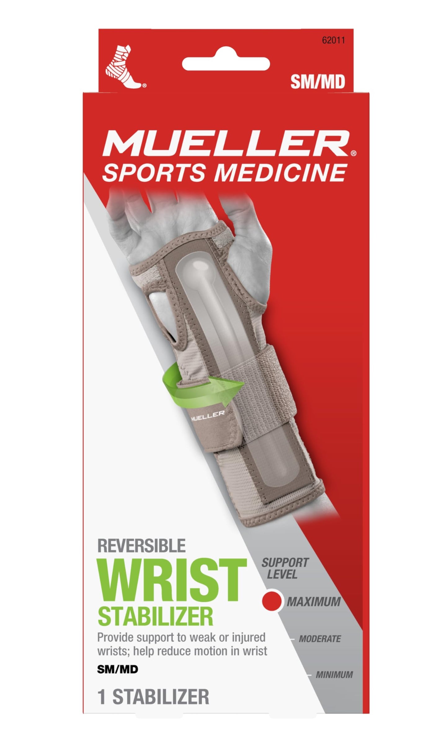 MUELLER Sports Medicine Reversible Wrist Stabilizer with Splint, Wrist Pain Relief Support for Men and Women, Ideal for Carpal Tunnel, Tendinitis, Arthritis, Taupe, Small/Medium