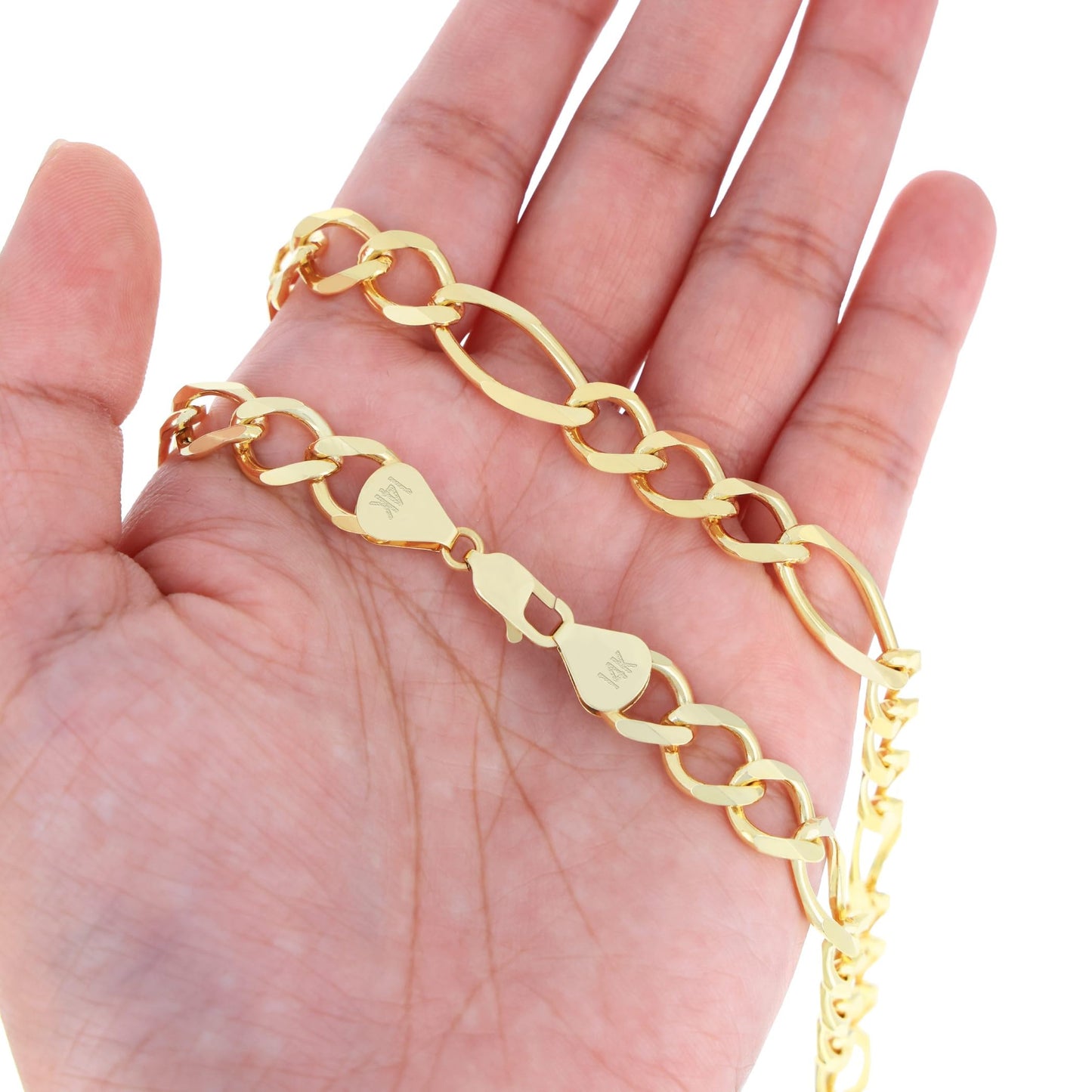 Nuragold 14k Yellow Gold 9.5mm Thick Solid Figaro Chain Link Bracelet, Mens Jewelry 7" 7.5" 8" 8.5" 9"