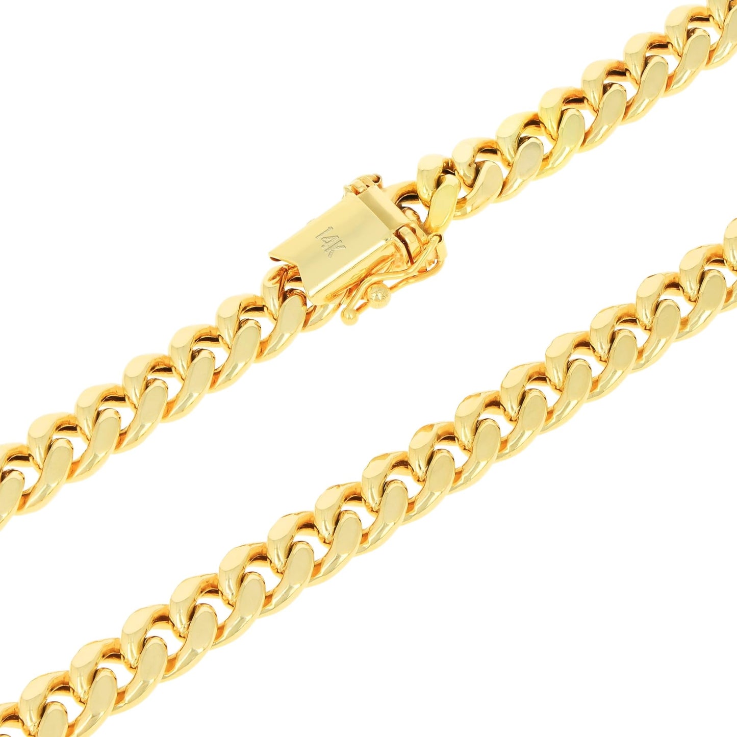 Nuragold 14 Karat Gelbgold 6,5 mm Miami Cuban Link Kette Armband, Herren Damen Schmuckkastenverschluss 7" 7,5" 8" 8,5" 9"