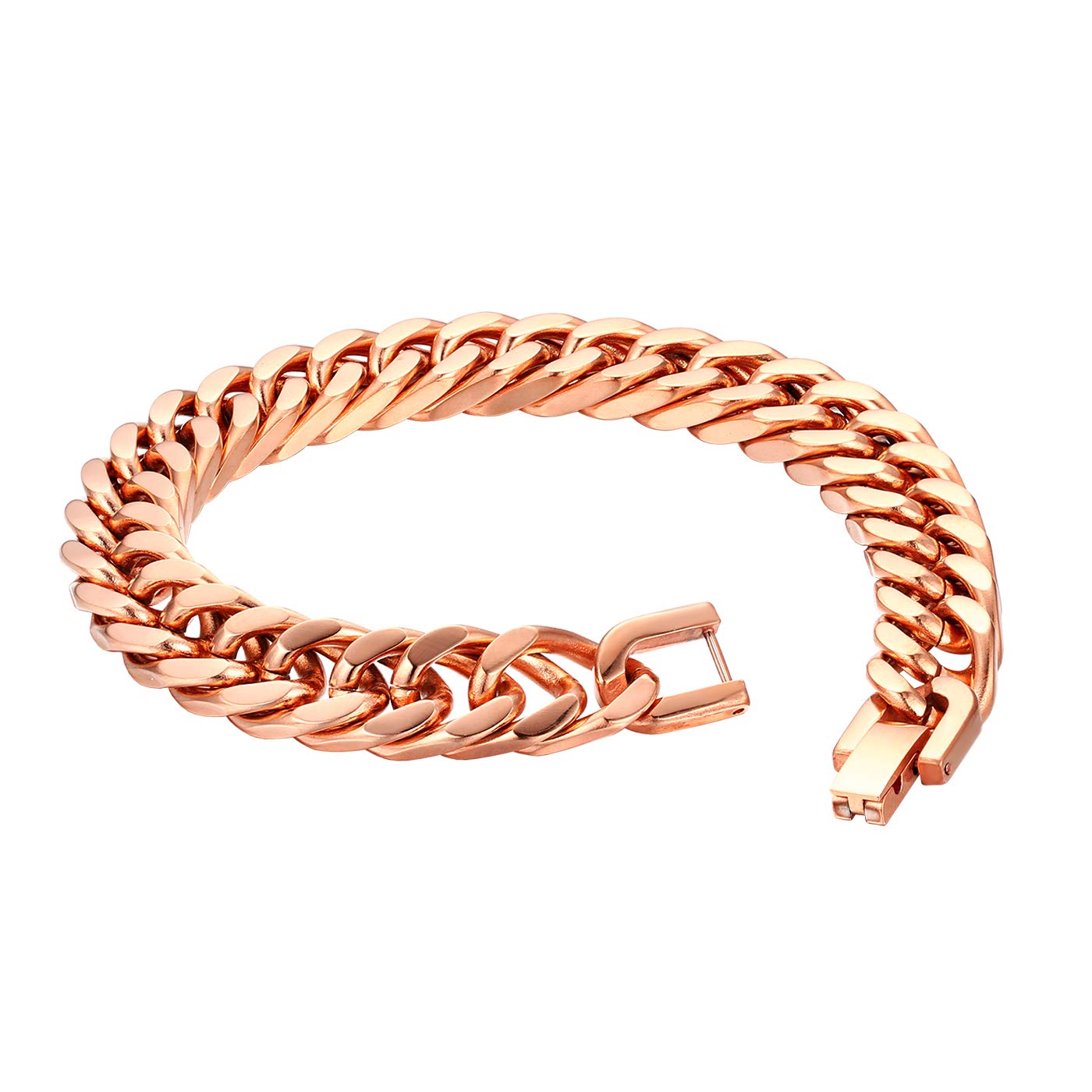 Flongo Herrenarmband Männer Kette Damen Armkette, Edelstahl Armband Armreif Armkette Panzerkette Rose Gold Motorradfahrer Biker Rock Frauen Herren-Accessoires