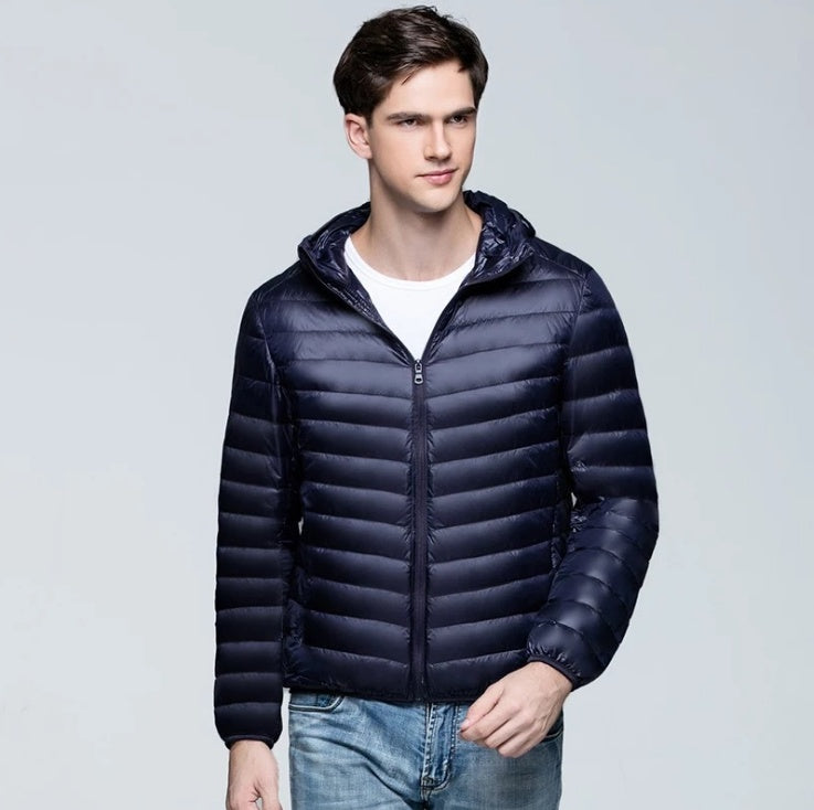 Autumn and winter new men's down jacket large size casual short paragraph collar thin men's down jacket