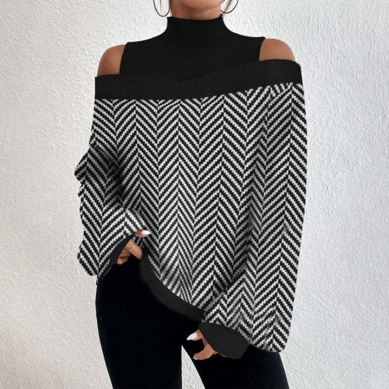 Women's Clothes Drop-shoulder Lantern Sleeve Printed Top