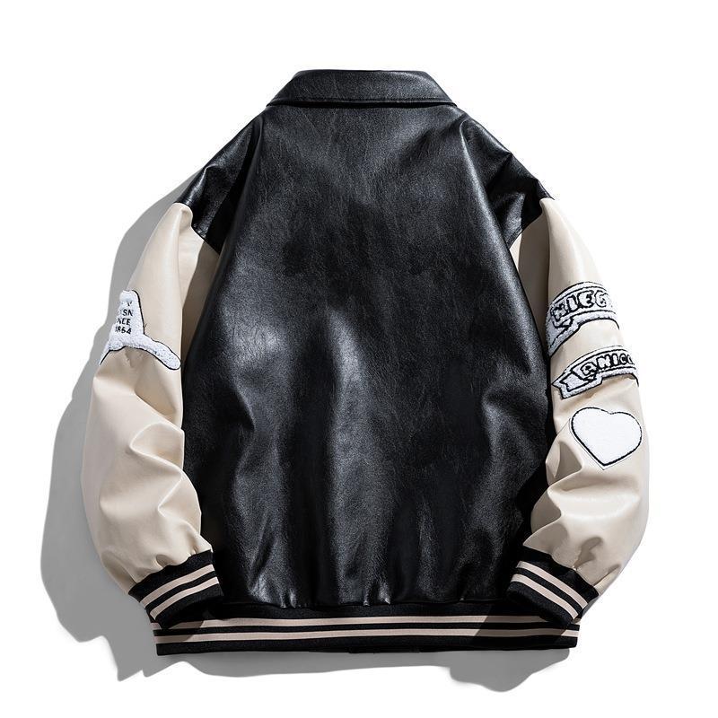 Men's Lapel PU Leather Jacket