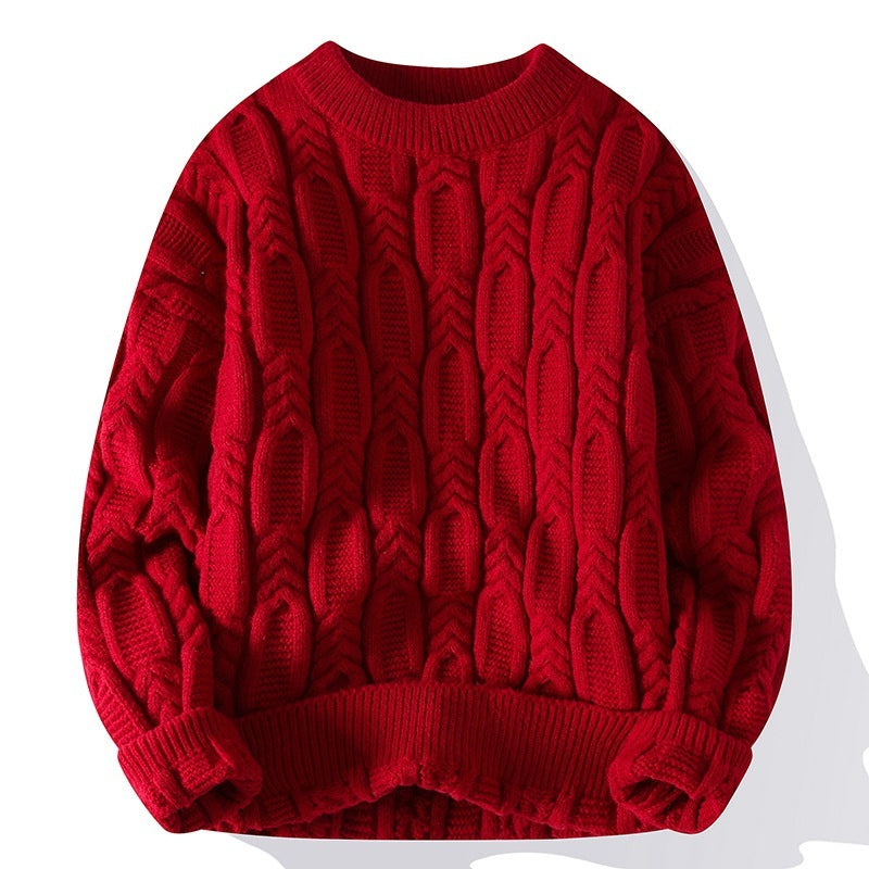 Men's Long-sleeved Round Neck Pullover Thick Needle Sweater