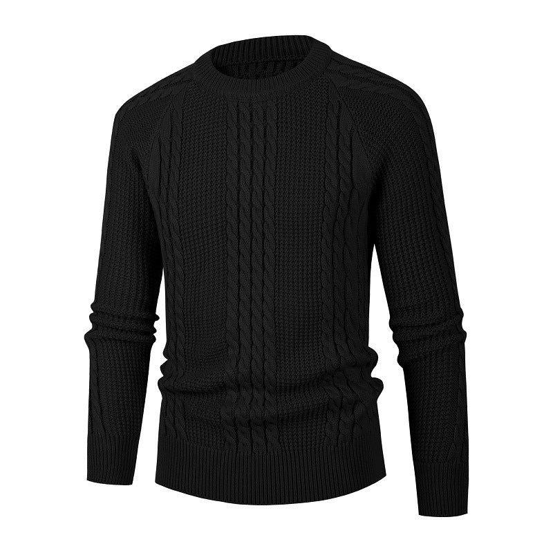 Men's Solid Color Fried Dough Twist Knitwear Pullover Fashion