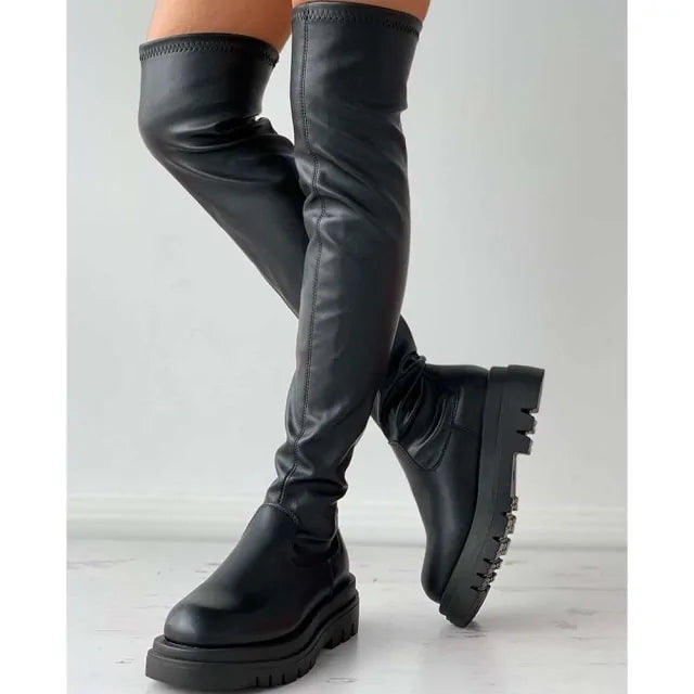 Overknee-Stiefel mit Plateausohle für Damen