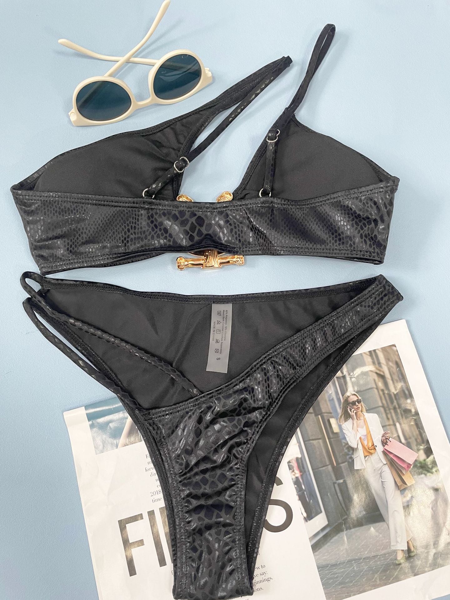 Damen Bikini mit Schlangenmuster, Badeanzug, Dreipunkt-Bademode