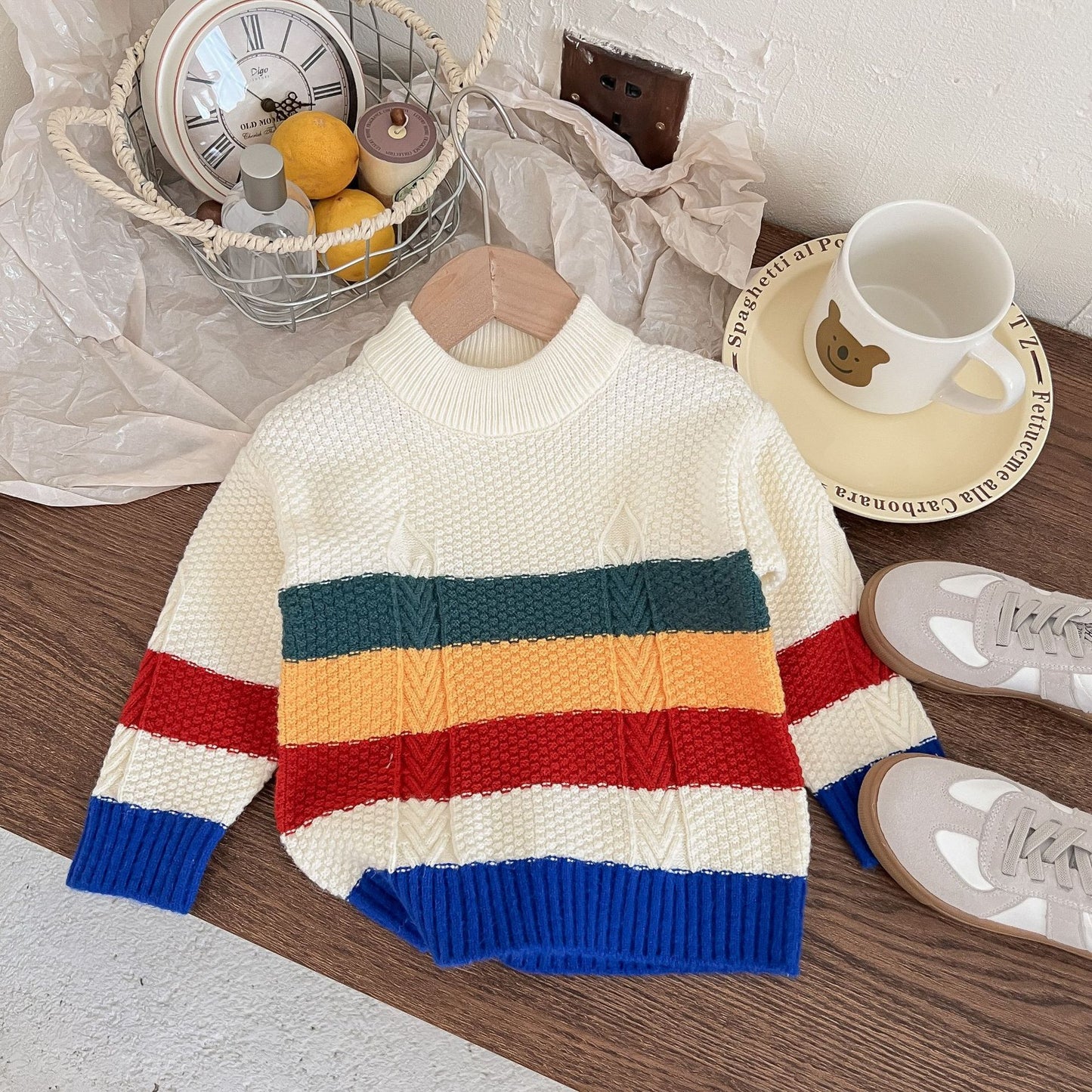 Pullover Strickjacke Baby Rundhals Mantel