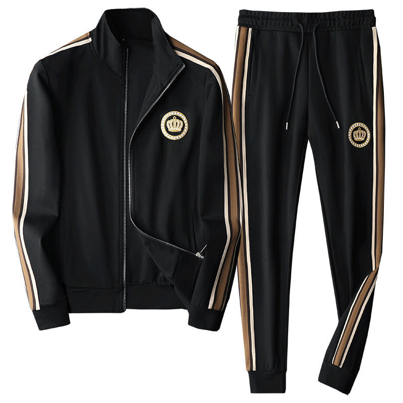 Men's Sports Embroidery Stitching Two-piece Set