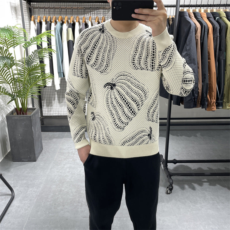 Winter New Pumpkin Jacquard Slim-fitting Sweater Bottoming Shirt