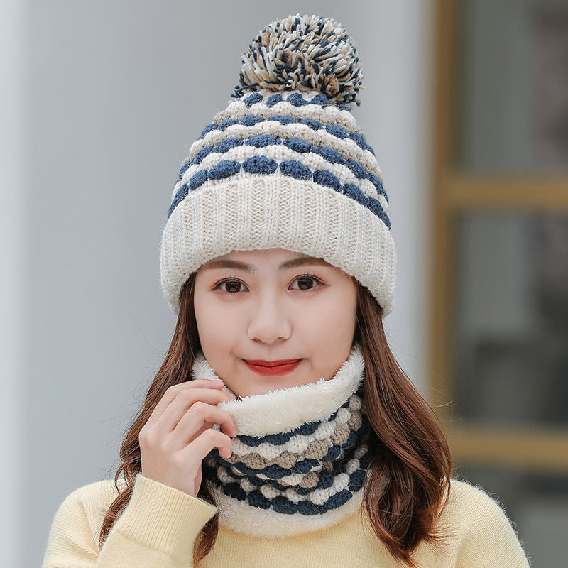 Women's Fashion Warm Scarf Hat Two-Piece Set