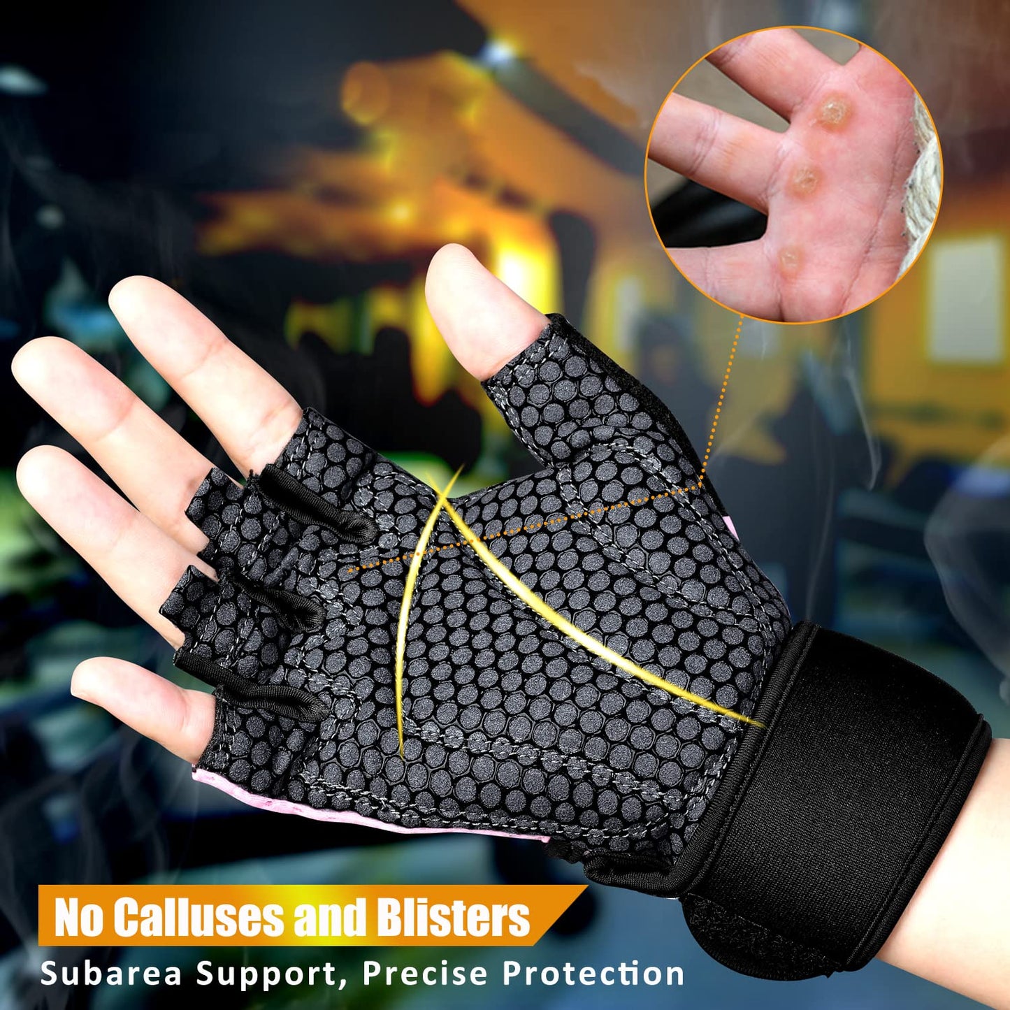 ihuan Atmungsaktive Fitness Handschuhe Herren Damen - Trainingshandschuhe Herren, Gym Handschuhe, Sporthandschuhe, Krafttraining, Bodybuilding, Kraftsport & Crossfit Training