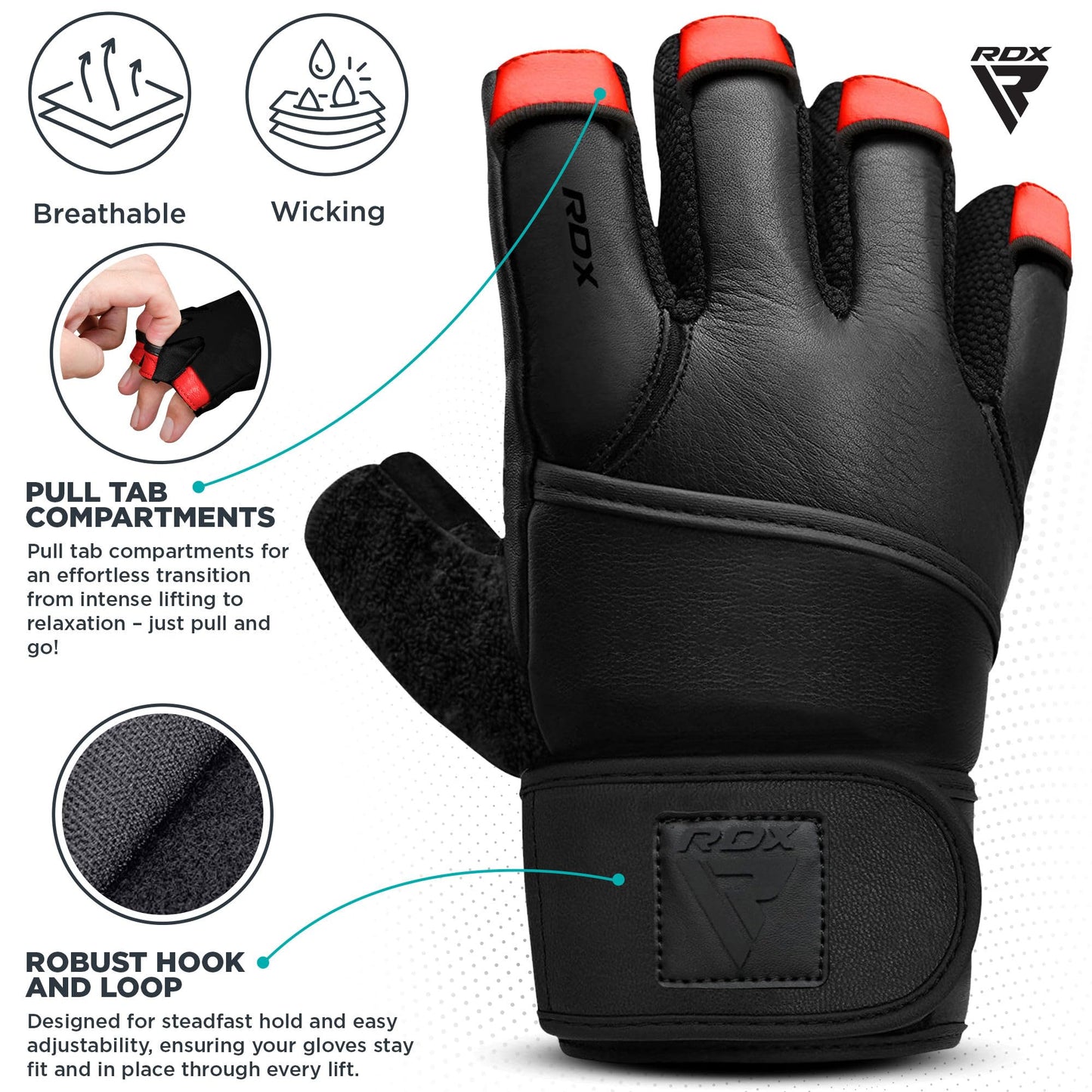 RDX Fitness Handschuhe Maya Hide leder, 50cm Lang Handgelenkschutz, Krafttraining Gewichtheben Trainingshandschuhe Gepolstert Griff, Bodybuilding Gym Workout Kraftsport Klimmzüge Weight Lifting Gloves