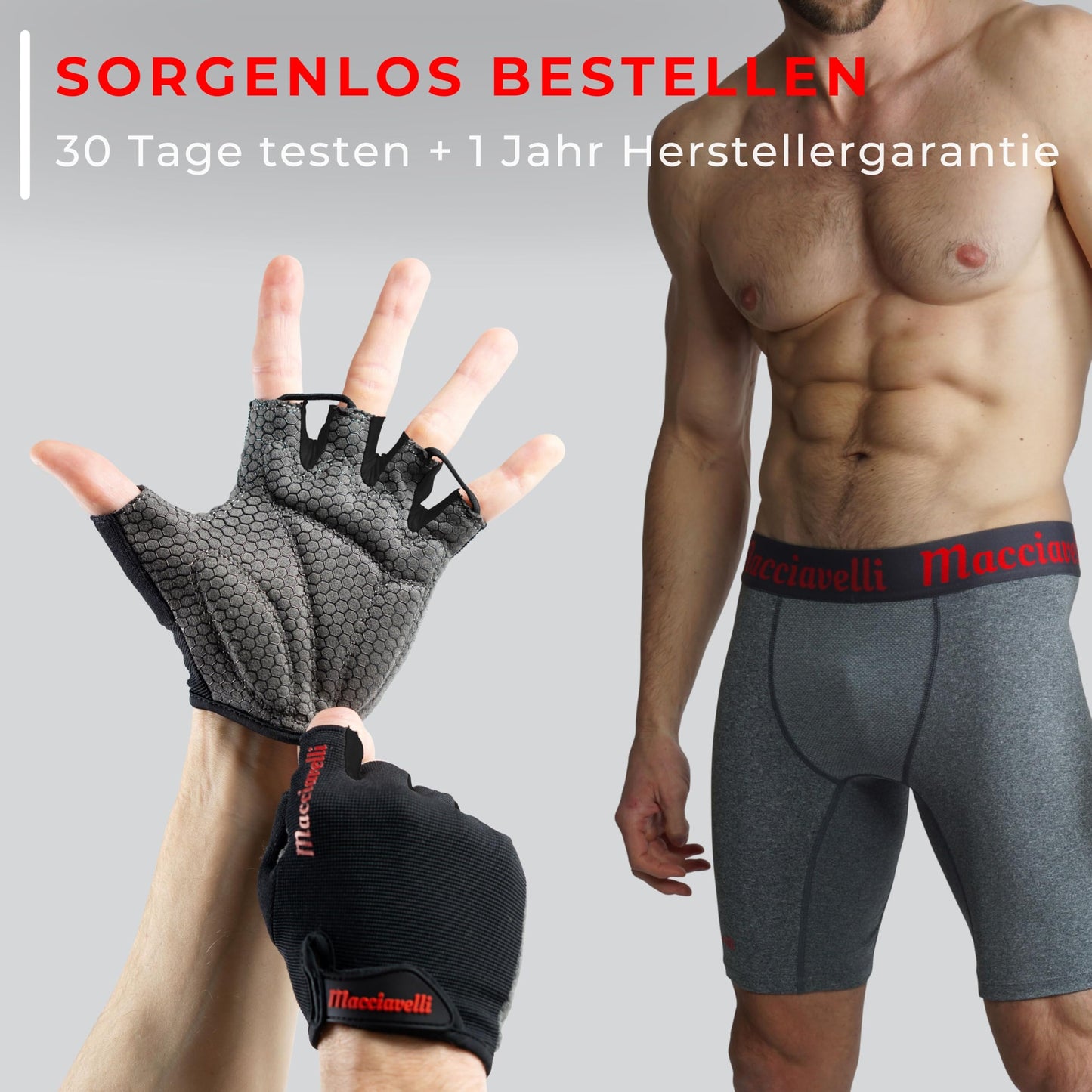 MACCIAVELLI® Fitness Handschuhe Damen Herren - Trainingshandschuhe für Kraftsport, Krafttraining, Bodybuilding - Gym Handschuhe, Fitnesshandschuhe