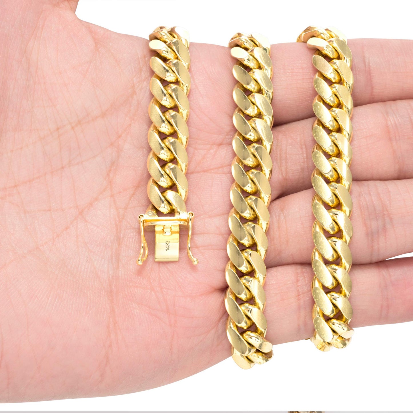 Nuragold 14k Yellow Gold 9mm Solid Miami Cuban Link Chain Necklace, Mens Jewelry Box Clasp 20" 22" 24" 26" 28" 30"