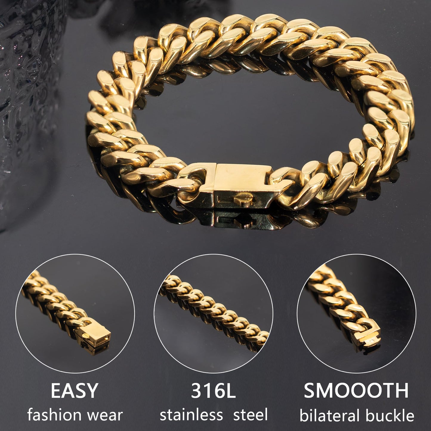 HAYOUWAY Armband Herren Silber mit Buchstaben, Herren Armband Damen Panzerkette Edelstahl Armbänder für Herren mit Gravur A-Z Personalisierte Geschenke (Gold-M, Vergoldet)