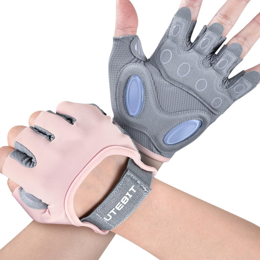 UTEBIT Fitness Handschuhe, Atmungsaktive Trainingshandschuhe mit Mikrofasergewebe, Rutschfester Silikon Gym Gloves, Sporthandschuhe für Damen für Crossfit, Bodybuilding, Radsport, Gym, Krafttraining