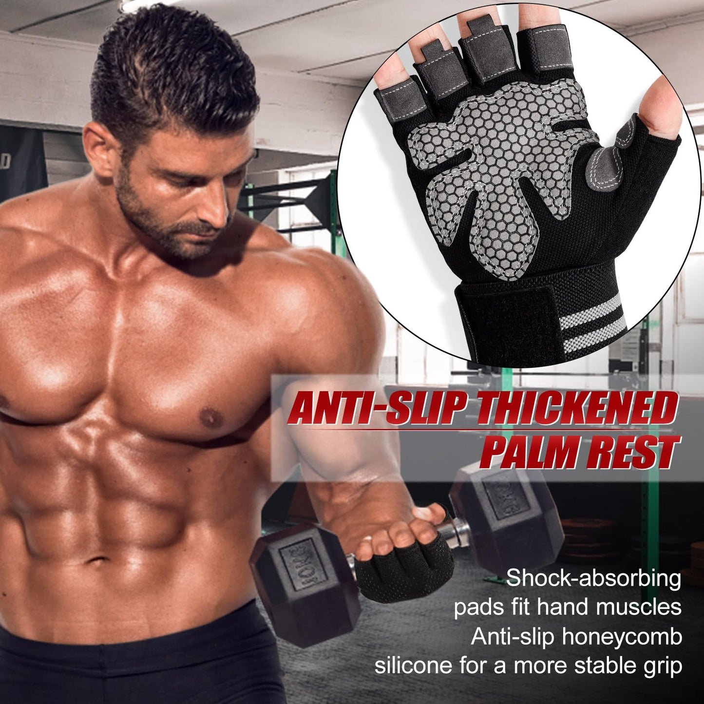 KUOGAS Fitness Handschuhe, Trainingshandschuhe für Damen und Herren - Fitness Handschuhe für Krafttraining, Bodybuilding, Kraftsport & Crossfit Training (L)