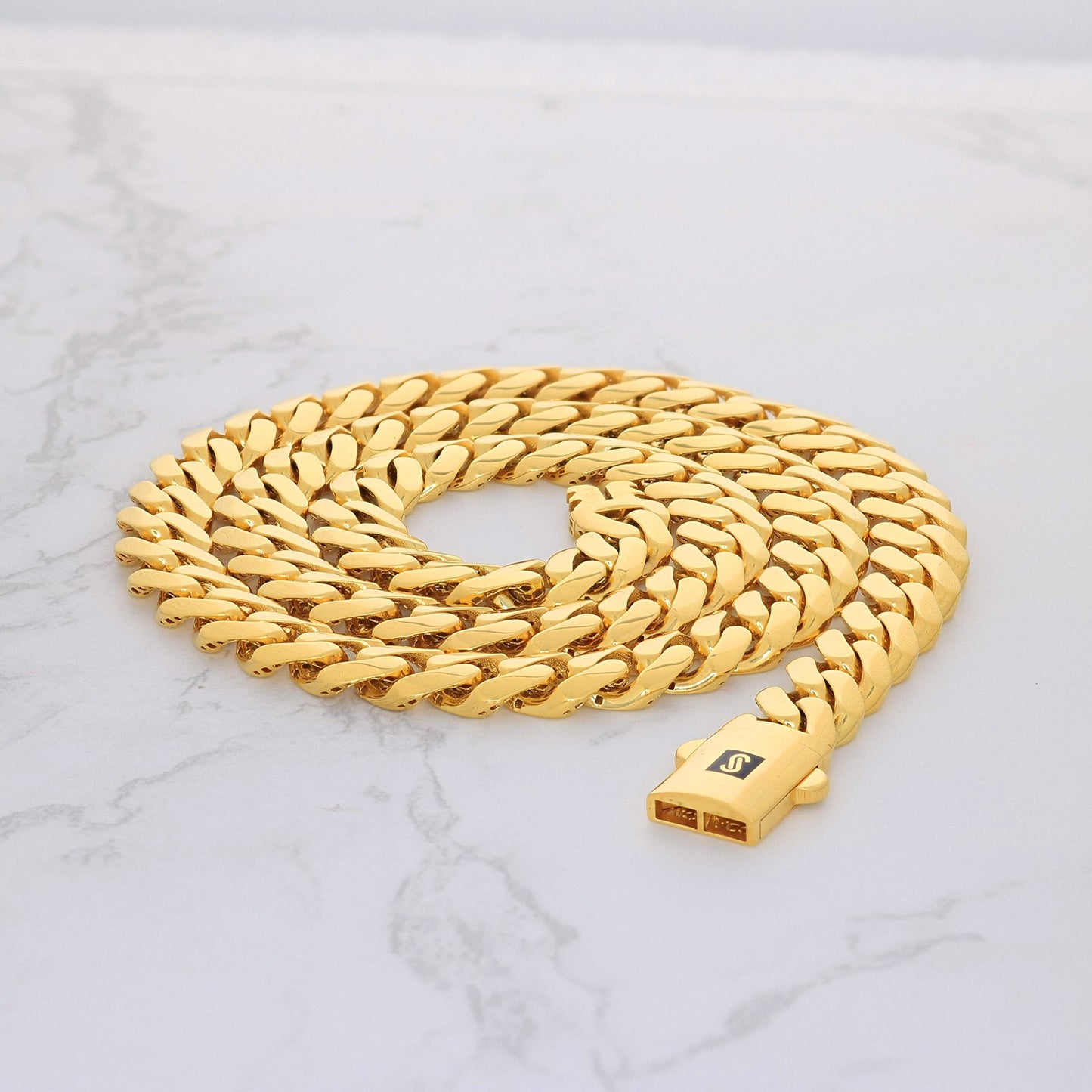 Nuragold 14k Yellow Gold 9mm Royal Monaco Miami Cuban Link Chain Necklace, Mens or Womens Jewelry 16" 18" 20" 22" 24" 26" 28" 30"