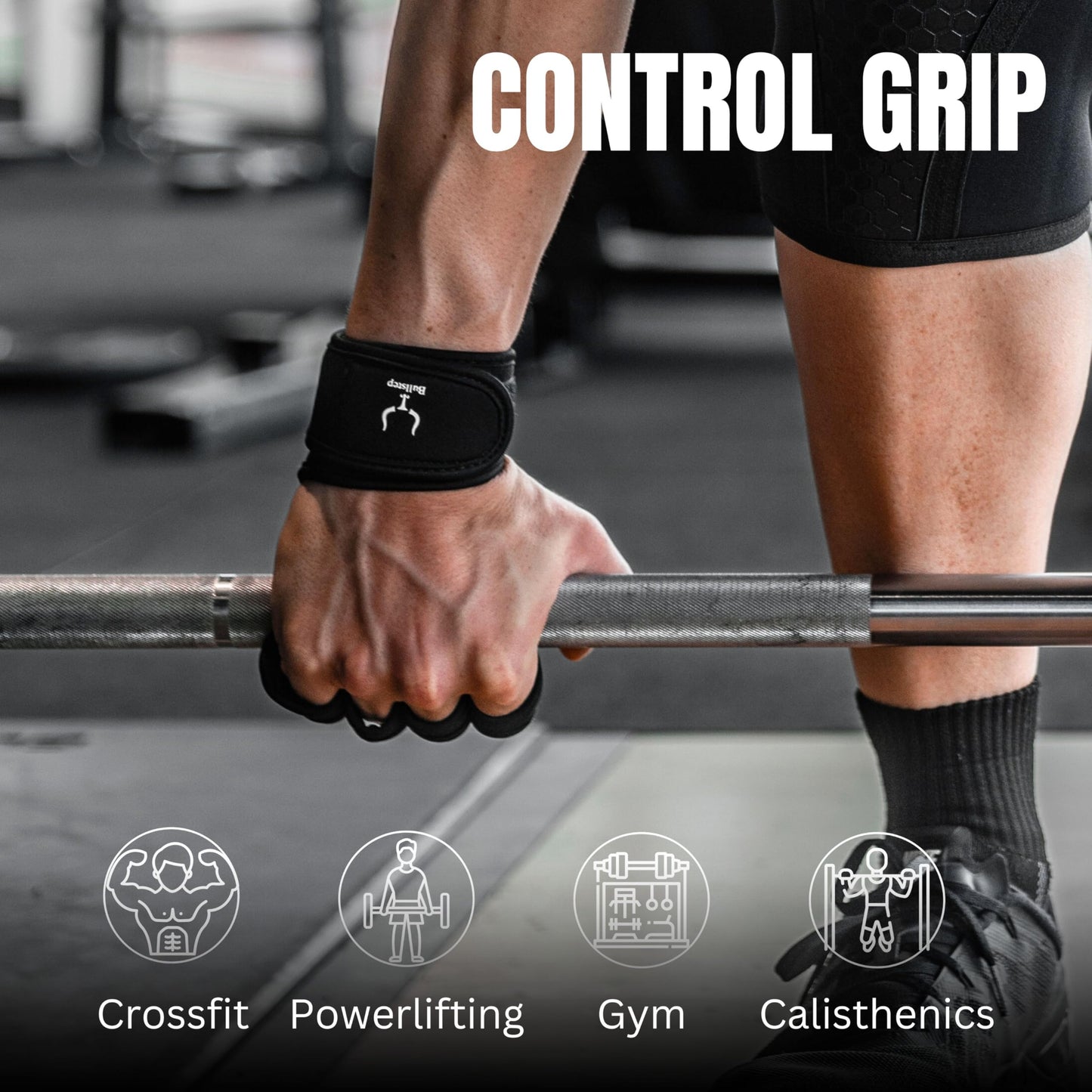 Bullstep Fitness Handschuhe Herren und Damen mit Handgelenkbandage. Gym Handschuhe für Kraftsport, Crossfit Grips, Klimmzugstange, Training, Bodybuilding