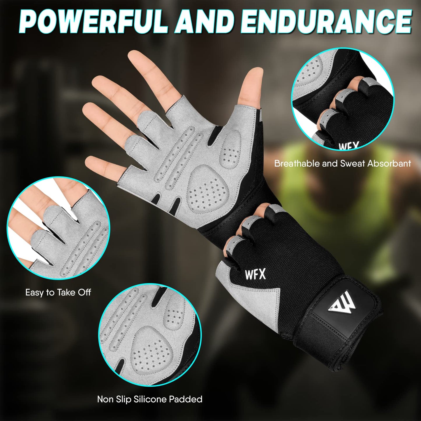 WESTWOOD FOX Fitness-Handschuhe, Fitness-Training, rutschfest, stoßdämpfend, gepolsterter Griff, atmungsaktiv, fingerlos, Workout-Unterstützung für Männer und Frauen