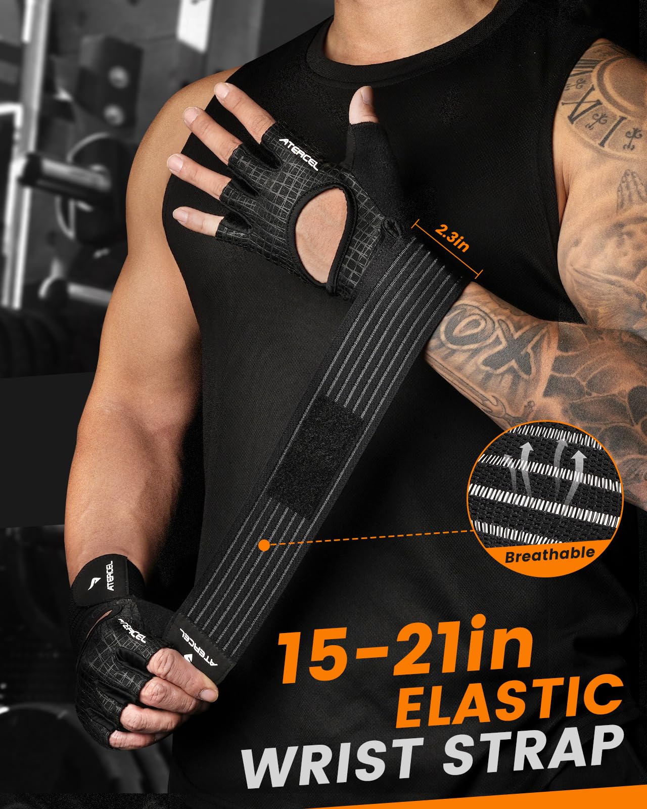 ATERCEL Fitness Handschuhe Herren Damen, Trainingshandschuhe Krafttraining Handgelenkband Handschuhe für Crossfit, Gewichtheben, Gym Body Training