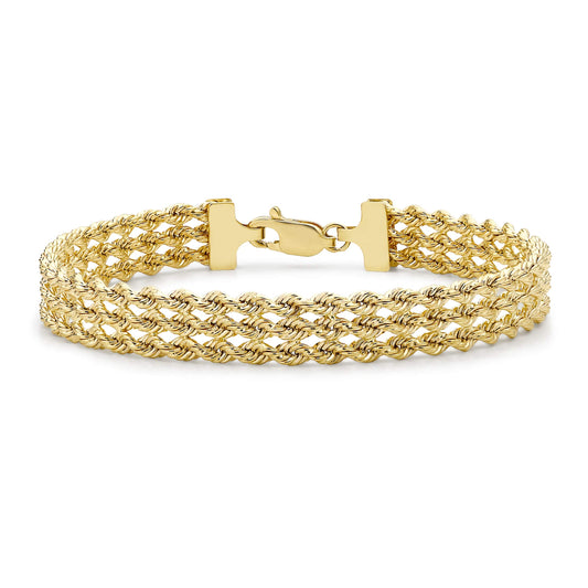 CARISSIMA Gold 9 Karat Gold 3-strängiges Seilarmband von 18 cm/7 für Damen (Gelb, 7 Zoll)