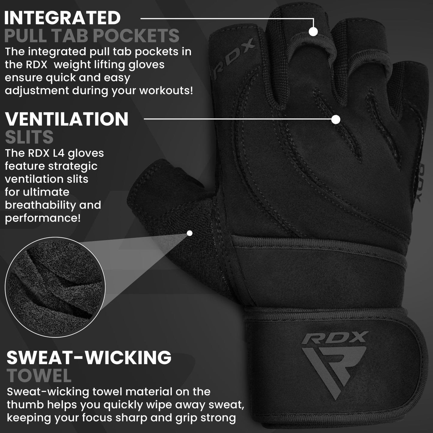 RDX Fitness Handschuhe Herren Damen, Trainingshandschuhe Krafttraining handgelenkschutz für Gewichtheben, rutschfest Gym Bodybuilding Weight Lifting Gloves Workout Training Klimmzüge Griff Kraftsport