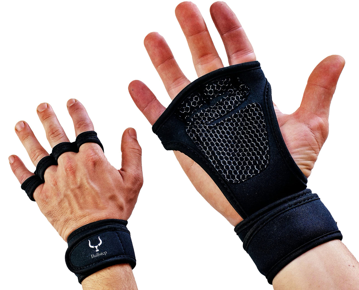 Bullstep Fitness Handschuhe Herren und Damen mit Handgelenkbandage. Gym Handschuhe für Kraftsport, Crossfit Grips, Klimmzugstange, Training, Bodybuilding