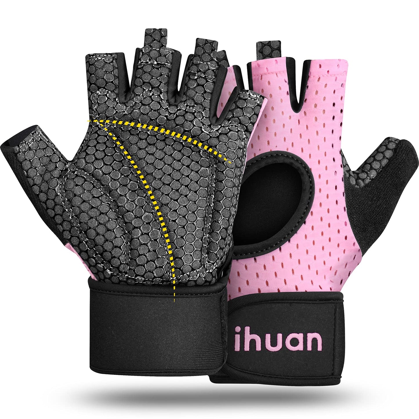 ihuan Atmungsaktive Fitness Handschuhe Herren Damen - Trainingshandschuhe Herren, Gym Handschuhe, Sporthandschuhe, Krafttraining, Bodybuilding, Kraftsport & Crossfit Training