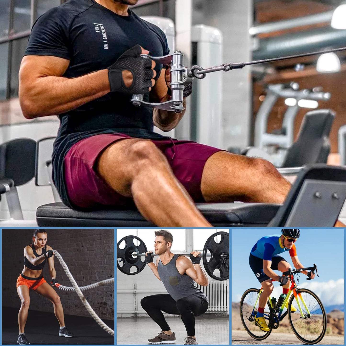 MELLIEX Fitness Handschuhe, Trainingshandschuhe Herren und Damen rutschfest Sporthandschuhe für Gewichtheben, Fahrrad, Gym, Krafttraining & Crossfit - L