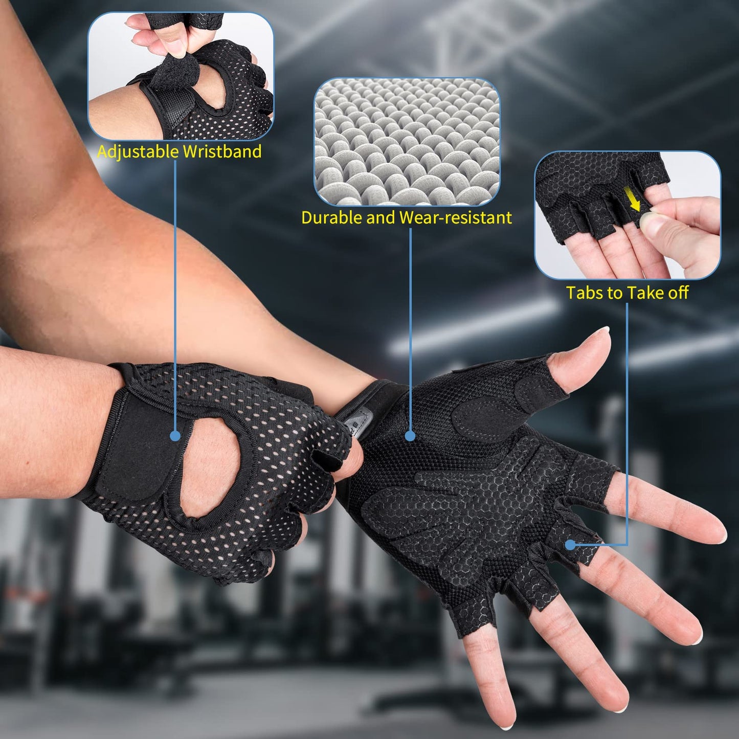 MELLIEX Fitness Handschuhe, Trainingshandschuhe Herren und Damen rutschfest Sporthandschuhe für Gewichtheben, Fahrrad, Gym, Krafttraining & Crossfit - L