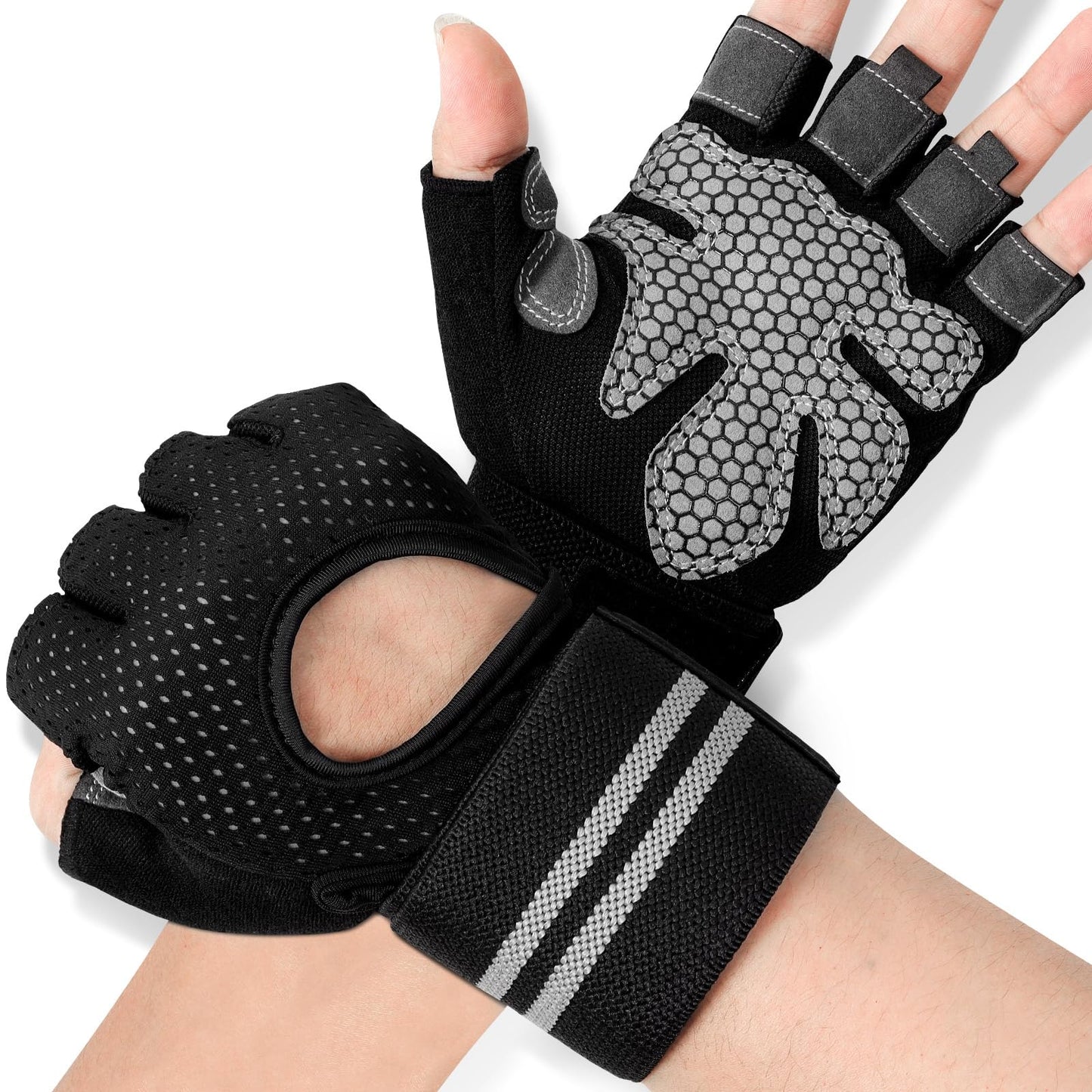 KUOGAS Fitness Handschuhe, Trainingshandschuhe für Damen und Herren - Fitness Handschuhe für Krafttraining, Bodybuilding, Kraftsport & Crossfit Training (L)