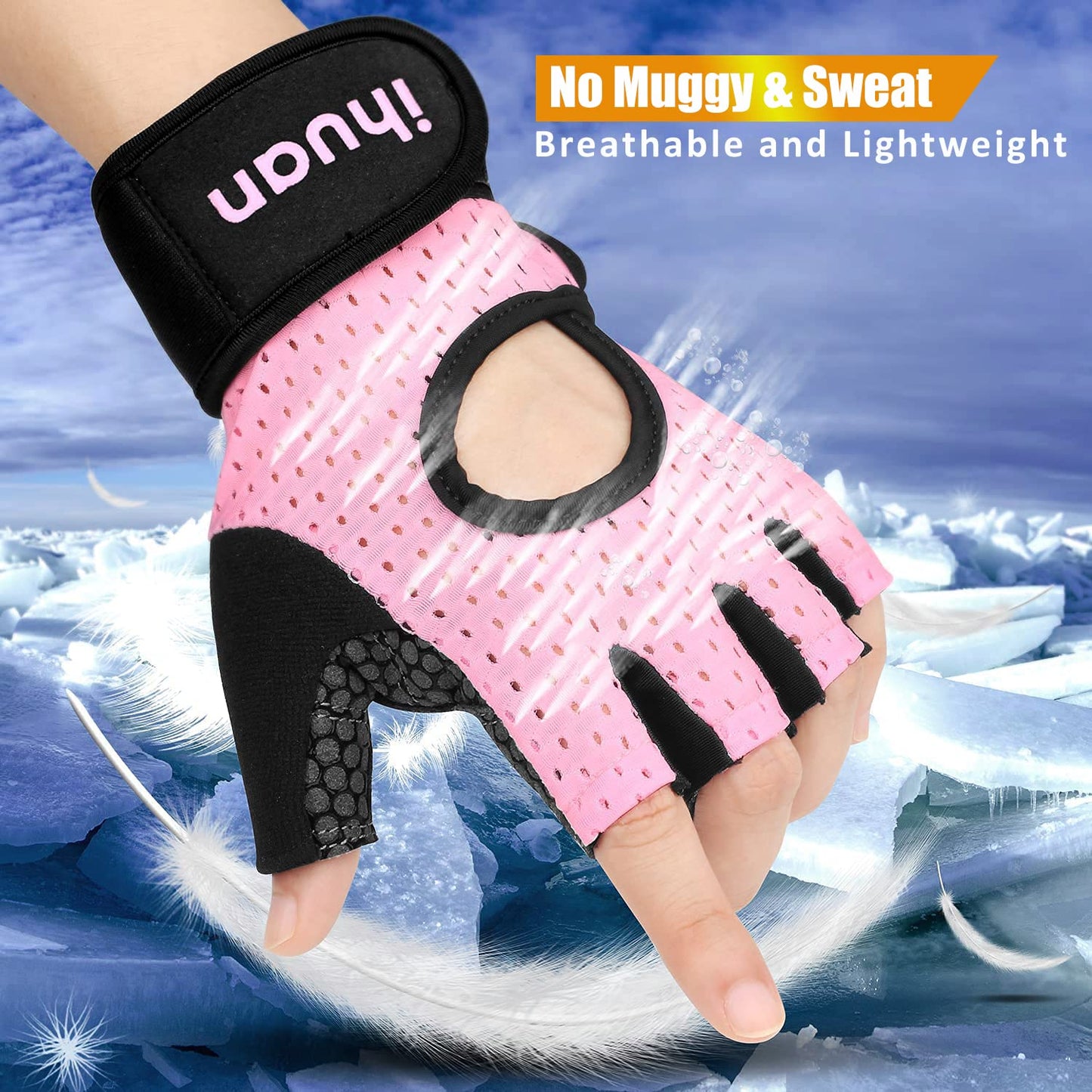 ihuan Atmungsaktive Fitness Handschuhe Herren Damen - Trainingshandschuhe Herren, Gym Handschuhe, Sporthandschuhe, Krafttraining, Bodybuilding, Kraftsport & Crossfit Training