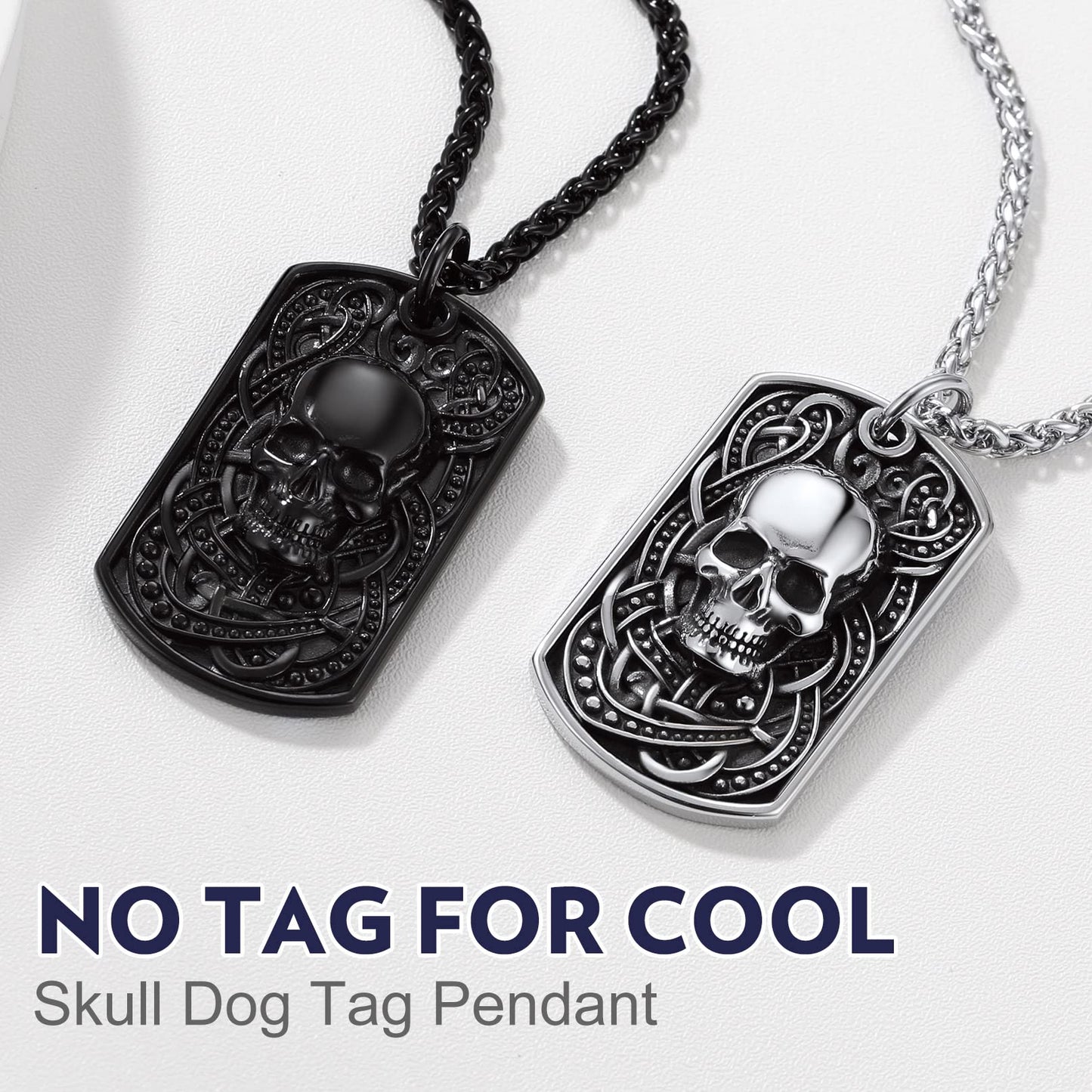 Bandmax Totenkopf Dog Tag Kette Herren Edelstahl Halskettchen Militärische Anhänger Halskette Skull Halskette Schädel Kette Gotik Punk Schmuckstück