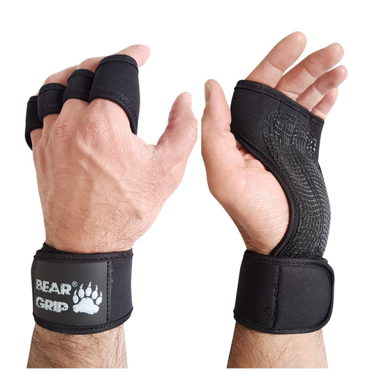 BEAR GRIP - Offene Trainingshandschuhe für Crossfit, Bodybuilding, Kallisthenik, Powerliftin (L)