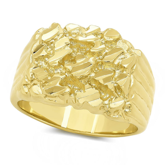 The Bling Factory 14k Gold Plated Nugget Ring, Size 10.5