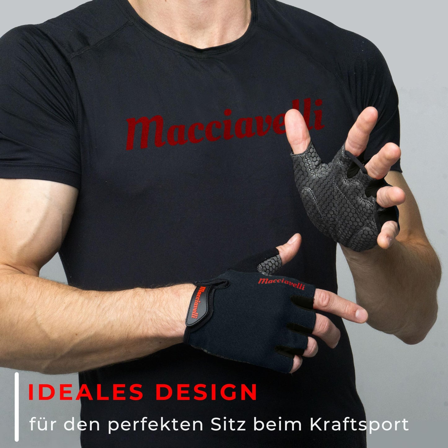 MACCIAVELLI® Fitness Handschuhe Damen Herren - Trainingshandschuhe für Kraftsport, Krafttraining, Bodybuilding - Gym Handschuhe, Fitnesshandschuhe